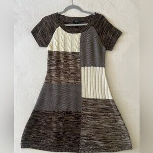 Knit Dress in Brown and Cream